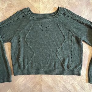 A.N.A Green Geometric Knit Cropped Sweater | Size L